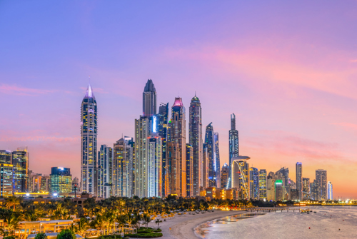 Skyline of Dubai in the Evening